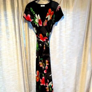 Babaton Aritizia Lyndon Black Floral Wrap Dress